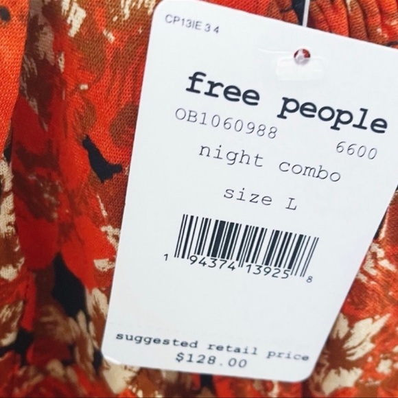 Free People Floral Pattern Play Mini Linen Dress Size Large - Picture 5 of 7